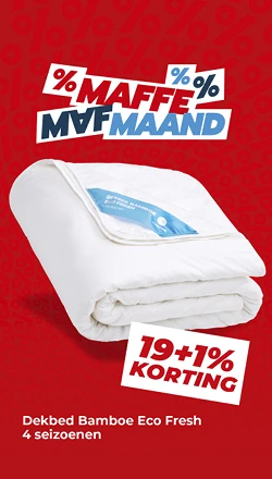 Socialpost waarbij geadverteerd wordt voor 19+1% korting op dekbed Bamboe Eco Fresh 4 seizoenen.