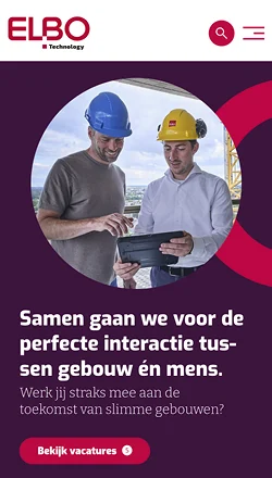 Een strak websiteontwerp met moderne elementen en gebruiksvriendelijke navigatie voor elbo.