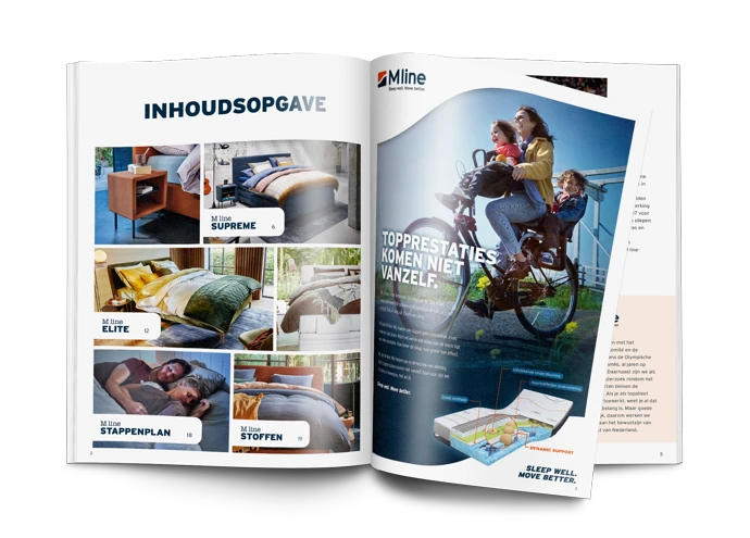 Opengeslagen brochure met verschillende afbeeldingen.