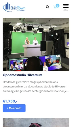 Mobiele weergave van de sectie waarin je een studio kan huren voor de prijs van €1.750,-.