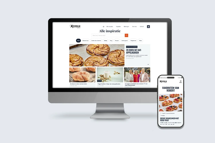 Preview van de website van Meesterlijk van Robert op zowel desktop als mobile.