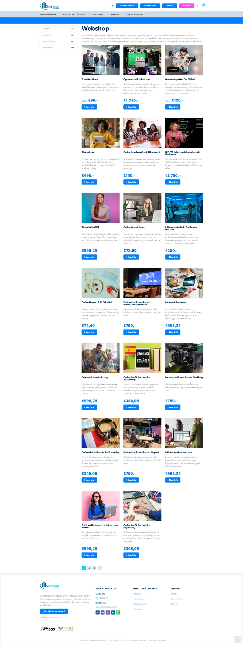 Preview van de webshop van Skillstown Connect