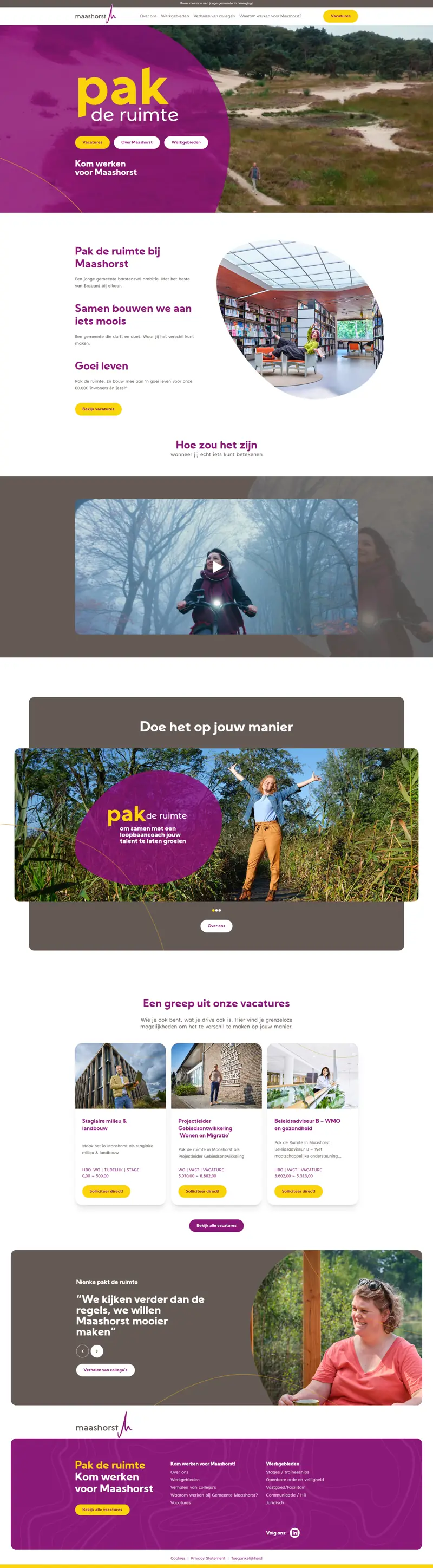 Preview van de homepage van werkenbijgemeentemaashorst.nl.