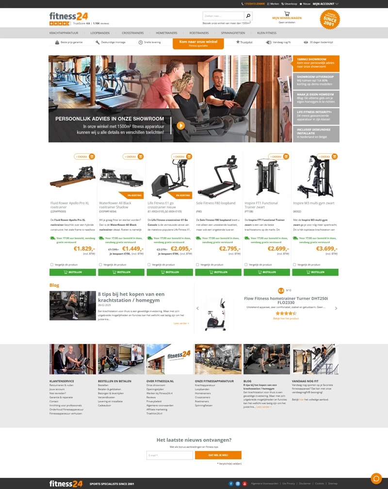 Preview van de homepage van fitness24.nl