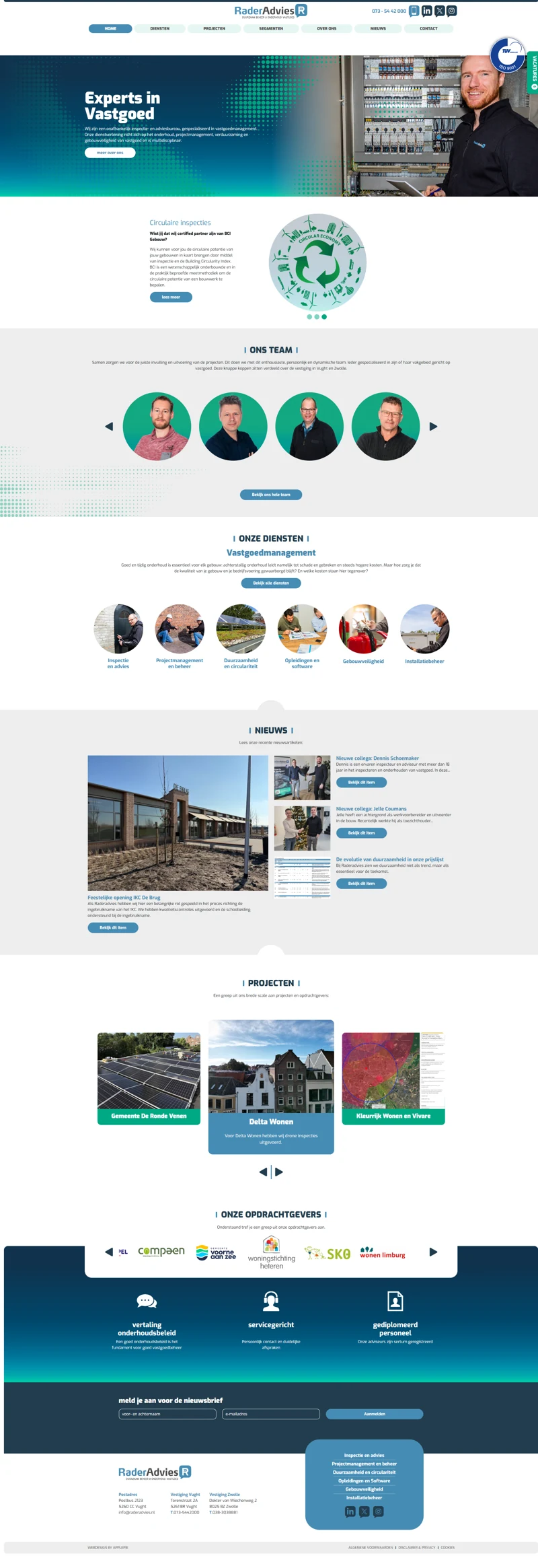 Screenshot van de website van RaderAdvies, met de slogan